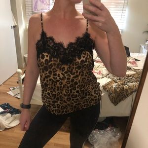 NEW - Zara leopard print cami with lace detail